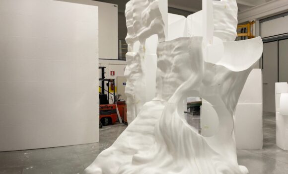 Polystyrene framework machined with Belotti FLA 5032 5-axis machining center