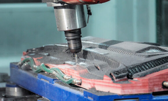 Carbon fiber automotive component machined with Belotti FLA cnc center