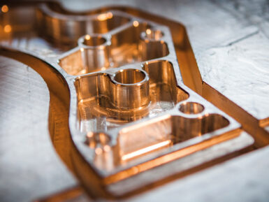 Finished aluminium plate machined with Belotti Nesting CNC center